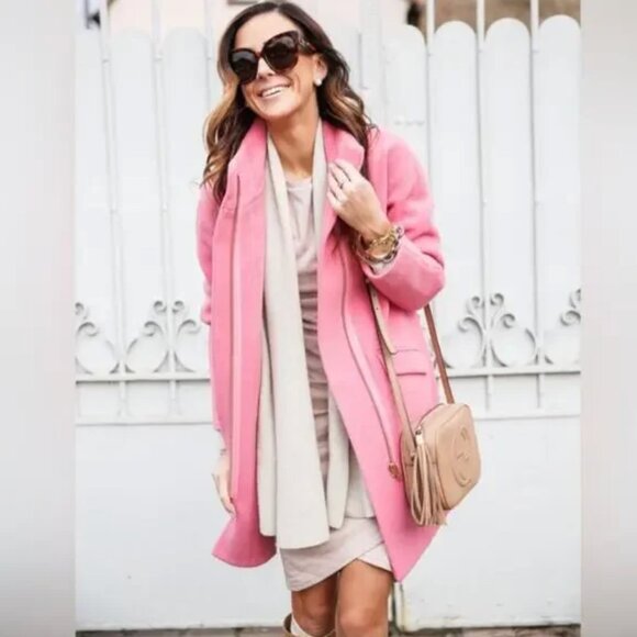 J. Crew Women Wool Coat 4 Italian Stadium Cloth Nello Gori Light Pink Cocoon - Picture 1 of 10